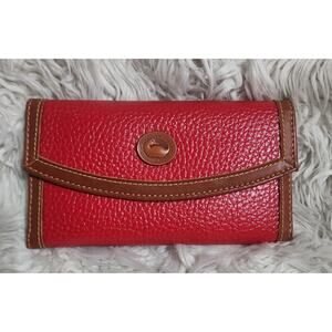 Vintage Dooney and Bourke British Red and British Tan Checkbook Organizer Wallet